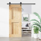 Klizna vrata Prirodna i crna 80 x 210 cm Čvrsta borovina | shoptok.hr