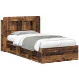  Okvir kreveta s pohranom s uzglavljem Staro drvo 90 x 190 cm | shoptok.hr