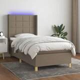  box spring s madracem LED smeđesivi 80 x 200 cm tkanina | shoptok.hr