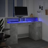  Radni stol s LED svjetlima sivi 140x55x91 cm konstruirano drvo | Shoptok.si