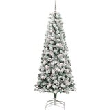 vidaXL Umjetno božićno drvce s nogom Zelena i bijela 210 cm PVC | shoptok.hr
