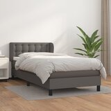 vidaXL Box spring postelja z vzmetnico siv 100x200 cm umetno usnje Cene