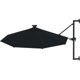 Zidni vrtni suncobran s LED svjetlima 300 cm crni | shoptok.hr