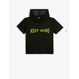 Koton Hooded Mesh T-Shirt Sports Short Sleeve kangaroo Pocket Printed cene
