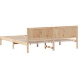 vidaXL Okvir postelje iz borovega lesa Naravni les Trden bor 200 x 200 cm | Shoptok.si