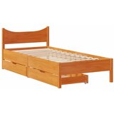 Maison Chic Posteljni okvir - Enojna postelja - Postelja za odrasle s predali voščeno rjav 90x200 cm trdna borovina, (21696590) Cene