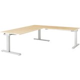 mauser Pisalna miza, s priključkom, ŠxG 1800 x 800 mm, kotni element na desni strani (širina 1200 mm), plošča imitacija javorja, ogrodje aluminijasto | Shoptok.si