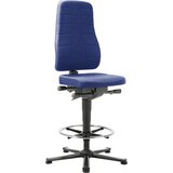 bimos Vrtljivi delovni stol All-in-One, s talnimi drsniki in nožnim obročem, modra blazina iz blaga | Shoptok.si