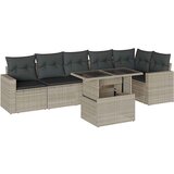 Maison Chic Seti vrtnega pohištva - Vrtna garnitura - Vrtni pohištvo set 7-delna z blazinami siv poli ratan, (21801455) | Shoptok.si