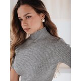 DStreet Damski sweter prążkowany z krótkim rękawem GIRLGLORY szary | Shoptok.si