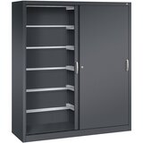 C+P ACURADO omara z drsnimi vrati, 12 nihajnih vodil, VxŠxG 1950 x 1600 x 500 mm, črno sive barve | Shoptok.si