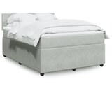 vidaXL Box spring postelja z vzmetnico svetlo siv 140x190 cm žamet | Shoptok.si