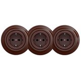  Reblig - Trostruka retro utičnica za kućnu upotrebu sa okvirom SCHUKO 230V braon | Eponuda.com