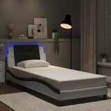 Furnova Posteljni okvir z LED lučkami bel in črn 90x200 cm umetno usnje, (21936337) Cene