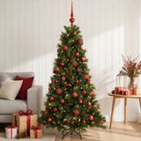  Umjetno božićno drvce s kuglicom 150 cm 150 LED lampica - 150 cm s LED-ima i crvenim lopticama | shoptok.hr