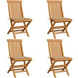 Maison Chic Vrtni stoli - Stol za vrt z bež blazinami 4 kosi trdna tikovina JS2089, (21877010) | Shoptok.si