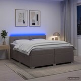  s box springom, madracem i LED-om Sivosmeđa 200 x 200 cm | shoptok.hr