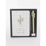 Fashionhunters Notebook and pen with white cactus pattern