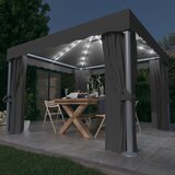  Sjenica sa zastorima i LED svjetlosnim trakama 3 x 3 m antracit | shoptok.hr