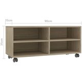 TV ormarić s kotačima boja hrasta 90x35x35 cm konstruirano drvo | shoptok.hr