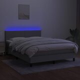  box spring s madracem LED svjetlosivi 140x200 cm tkanina | shoptok.hr
