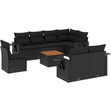  9-dijelni set vrtnih sofa s jastucima crni od poliratana Crna 65.5 x 62 x 69 cm | Shoptok.si
