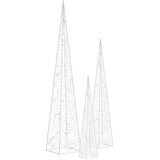  Set akrilnih ukrasnih LED stožaca hladno bijeli 30/45/60 cm | shoptok.hr