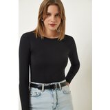  Women's Black Crew Neck Basic Viscose Knitted Blouse | Shoptok.si
