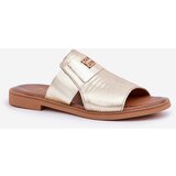 Zazoo Elegant Leather Slippers On Flat Heel Cene