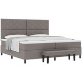 vidaXL Postelja na vzmet z vzmetnico in klopjo taupe 200x200 cm Tkanina, (22083304) Cene