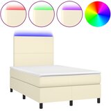 Krevet box spring s madracem LED krem 120x200cm od umjetne kože | Eponuda.ba