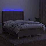  box spring s madracem LED smeđesivi 140x200 cm tkanina | shoptok.hr