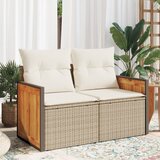 Maison Chic Vrtni kavč - Zunanji kavč z blazinami 2-sedežni bež poli ratan, (22043658) | Shoptok.si