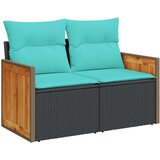  Vrtna sofa s jastucima za 2 osobe crna poli ratan - Crna 1 bez spremišta | shoptok.hr