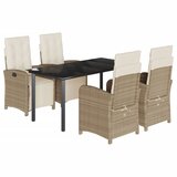  5-dijelni vrtni blagovaonski set od poliratana s jastucima bež Dužina stola 160 cm | Shoptok.si