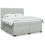 vidaXL Box spring postelja z vzmetnico svetlo siva 180x200 cm žamet | Shoptok.si