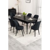 Hanah home Nix produživi trpezarijski sto i 4 stolice, crni mermer/antracit Cene