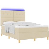  LED Box Spring Krevet s uzglavljem Krema 140 x 200 cm tkanina | shoptok.hr