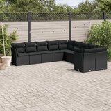 vidaXL 10-dijelni set vrtnih sofa s jastucima crni od poliratana Cijene