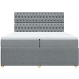 vidaXL Box spring postelja z vzmetnico svetlo siva 200x200 cm blago | Shoptok.si