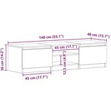 vidaXL TV ormarić Artisan hrast 140x40x36 cm izrađeno drvo | shoptok.hr
