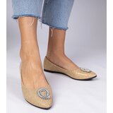 Gemre Golden women's glitter ballet flats with rhinestones Ellada | Shoptok.si