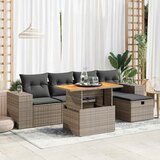  6-dijelni set vrtnih sofa poliratan i bagrem s jastucima sivi | shoptok.hr