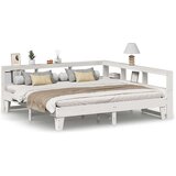  Knjižna postelja brez vzmetnice bela 200x200 cm trdna borovina | Shoptok.si