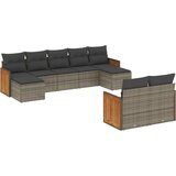  The Living Store Vrtna sedežna garnitura 9-delna z blazinami siv poli ratan - Vrtna Sedežna Garniture, (21443690) | Shoptok.si