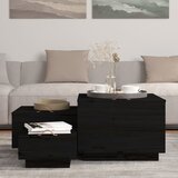  Kutije za pohranu s poklopcima 3 kom crne od masivne borovine | Eponuda.com