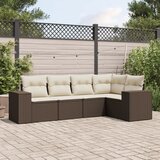 Maison Chic Seti vrtnega pohištva - Vrtna garnitura - Vrtni pohištvo set 5-delna z blazinami rjav poli ratan, (21815844) | Shoptok.si
