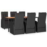  7-dijelni vrtni blagovaonski set s jastucima crni od poliratana | shoptok.hr