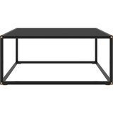 Maison Chic Klubska mizica - kavna mizica - Nizka mizica črna s črnim steklom 80x80x35 cm, (21754116) Cene