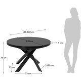 Kave Home Crni okrugao proširiv blagovaonski stol sa staklenom pločom stola ø 160 cm Vashti – | shoptok.hr